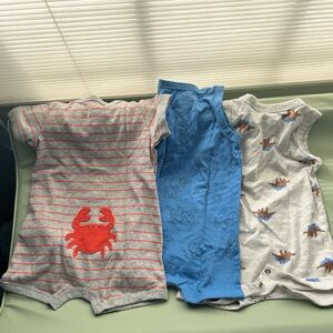 Carter’s Bundle Baby Bodysuits with Crab and Dinosaur Designs